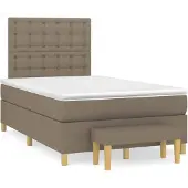 vidaXL Letto a molle con materasso Taupe 120x200 cm in tessuto