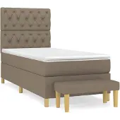 vidaXL Letto a molle con materasso Taupe 80x200 cm in tessuto