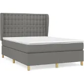 vidaXL Letto a molle con materasso grigio scuro 140x190 cm in tessuto