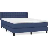 vidaXL Letto a molle con materasso blu 140x200 cm in tessuto
