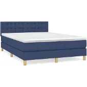 vidaXL Letto a molle con materasso blu 140x200 cm in tessuto