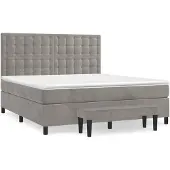 vidaXL Letto a molle con materasso grigio chiaro 180x200 cm in velluto
