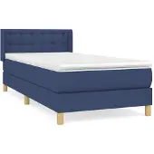 vidaXL Letto a molle con materasso blu 90x200 cm in tessuto