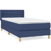 vidaXL Letto a molle con materasso blu 80x200 cm in tessuto