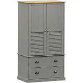 vidaXL Armadio VIGO Grigio 90x55x170 cm in legno di pino massiccio