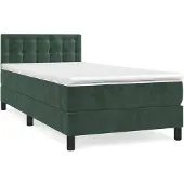 vidaXL Letto a molle con materasso verde scuro 90x200 cm in velluto