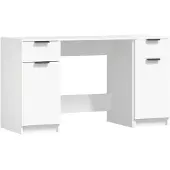vidaXL Scrivania con mobile laterale in legno bianco