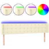 vidaXL Testiera LED Crema 163x16x78/88 cm Pelle finta