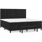 vidaXL Letto a molle con materasso nero 200x200 cm in velluto