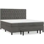 vidaXL Letto a molle con materasso grigio scuro 160x200 cm in velluto