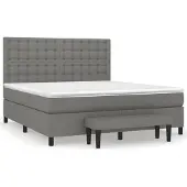 vidaXL Letto a molle con materasso grigio scuro 160x200 cm in tessuto