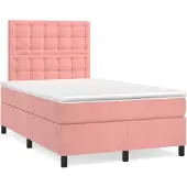 vidaXL Letto a molle con materasso rosa 120x200 cm in velluto