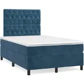 vidaXL Letto a molle con materasso blu scuro 120x200 cm in velluto