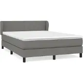 vidaXL Letto a molle con materasso grigio scuro 140x190 cm in tessuto