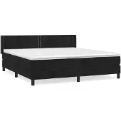 vidaXL Letto a molle con materasso nero 180x200 cm in velluto
