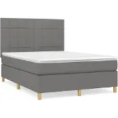 vidaXL Letto a molle con materasso grigio scuro 140x190 cm in tessuto
