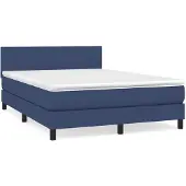 vidaXL Letto a molle con materasso blu 140x200 cm in tessuto
