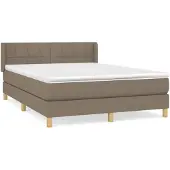 vidaXL Letto a molle con materasso Taupe 140x200 cm in tessuto