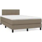 vidaXL Letto a molle con materasso Taupe 120x200 cm in tessuto