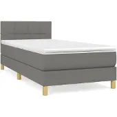 vidaXL Letto a molle con materasso grigio scuro 90x200 cm in tessuto