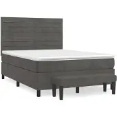 vidaXL Letto a molle con materasso grigio scuro 140x200 cm in velluto