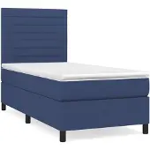 vidaXL Letto a molle con materasso blu 90x200 cm in tessuto