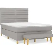 vidaXL Letto a molle con materasso grigio chiaro 140x200 cm in tessuto