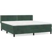vidaXL Letto a molle con materasso verde scuro 180x200 cm in velluto