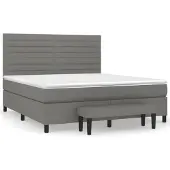 vidaXL Letto a molle con materasso grigio scuro 180x200 cm in tessuto