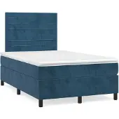 vidaXL Letto a molle con materasso blu scuro 120x200 cm in velluto