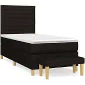 vidaXL Letto a molle con materasso nero 90x200 cm in tessuto