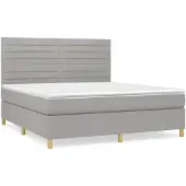 vidaXL Letto a molle con materasso grigio chiaro 180x200 cm in tessuto