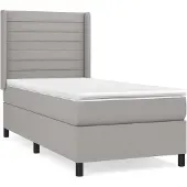 vidaXL Letto a molle con materasso grigio chiaro 90x200 cm in tessuto