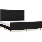 vidaXL Struttura letto senza materasso nero 160x200 cm tessuto