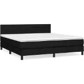 vidaXL Letto a molle con materasso nero 160x200 cm in tessuto