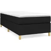 The Living Store Letto Boxspring nero 100x200 cm tessuto