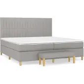vidaXL Letto a molle con materasso grigio chiaro 200x200 cm in tessuto