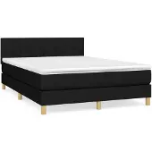 vidaXL Letto a molle con materasso nero 140x200 cm in tessuto