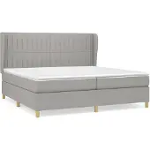 vidaXL Letto a molle con materasso grigio chiaro 200x200 cm in tessuto
