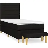 vidaXL Letto a molle con materasso nero 80x200 cm in tessuto