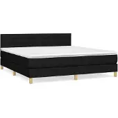 vidaXL Letto a molle con materasso nero 160x200 cm in tessuto