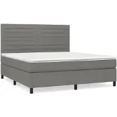 vidaXL Letto a molle con materasso grigio scuro 180x200 cm in tessuto