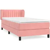vidaXL Letto a molle con materasso rosa 100x200 cm in velluto
