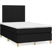 vidaXL Letto a molle con materasso nero 120x200 cm in tessuto