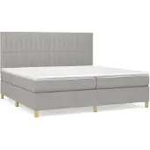 vidaXL Letto a molle con materasso grigio chiaro 200x200 cm in tessuto