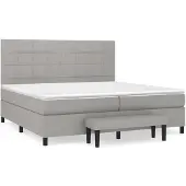 vidaXL Letto a molle con materasso grigio chiaro 200x200 cm in tessuto