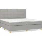 vidaXL Letto a molle con materasso grigio chiaro 200x200 cm in tessuto
