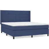 vidaXL Letto a molle con materasso blu 180x200 cm in tessuto