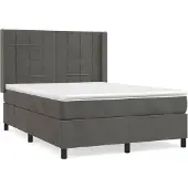 vidaXL Letto a molle con materasso grigio scuro 140x200 cm in velluto