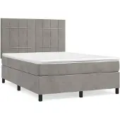 vidaXL Letto a molle con materasso grigio chiaro 140x200 cm in velluto